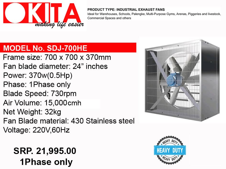 OKITA industrial exhaust fan SDJ-700HE product flyer
