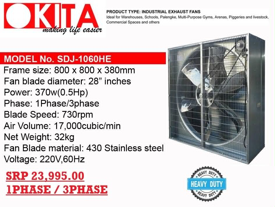 OKITA industrial exhaust fan SDJ-800HE product flyer