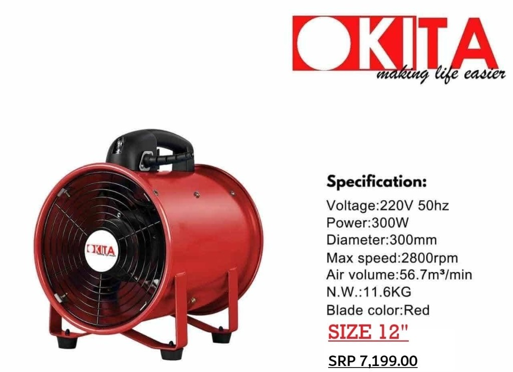 OKITA portable ventilator fan 12 inch product flyer