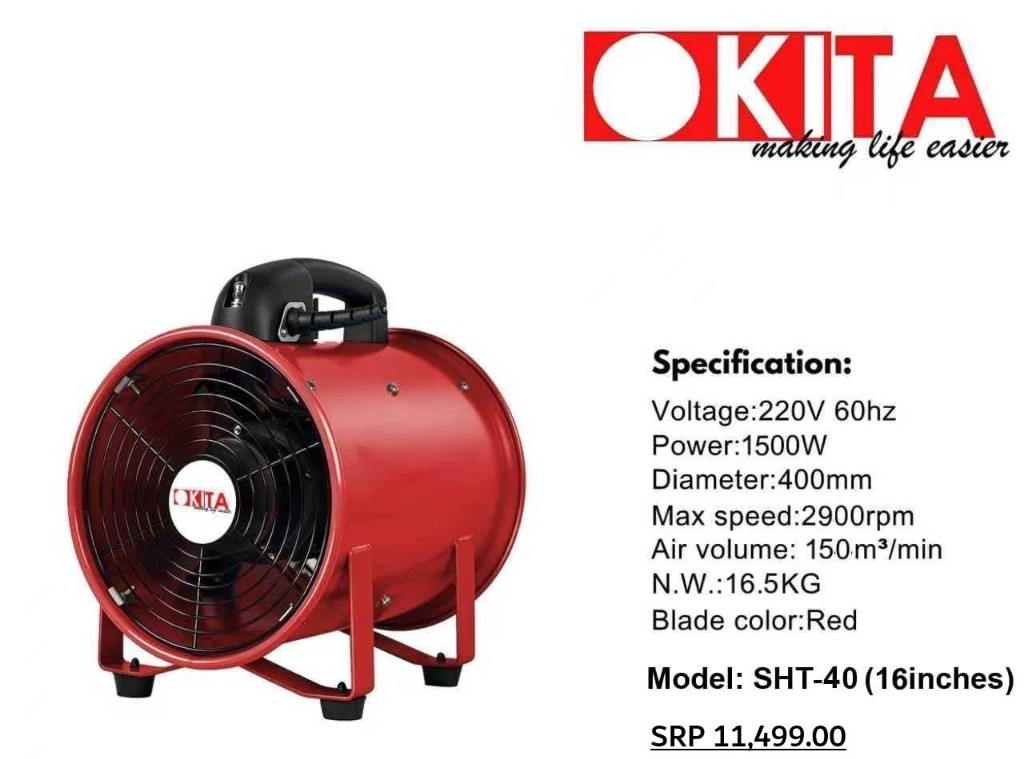 OKITA portable ventilator fan 16 inch product flyer