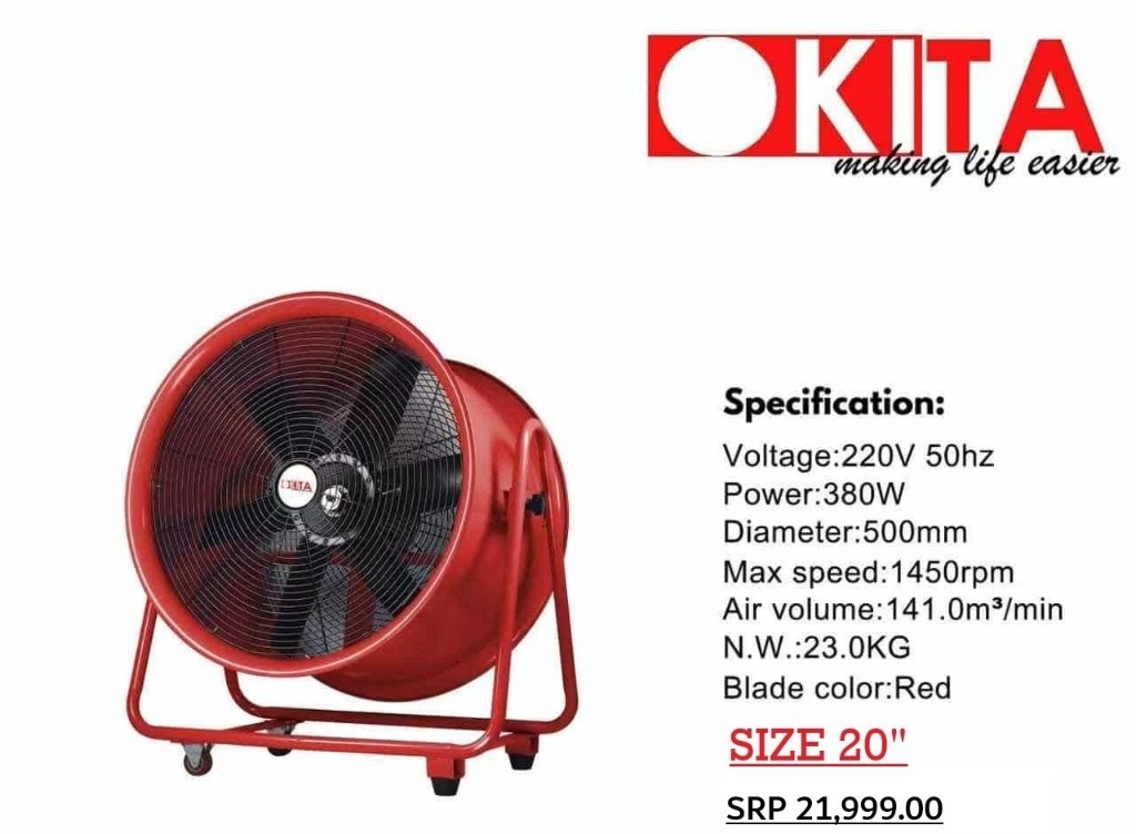 OKITA portable ventilator fan 20 inch product flyer