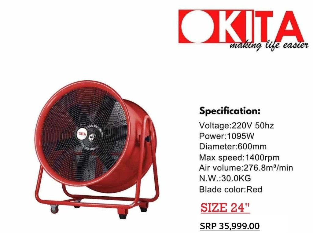 OKITA portable ventilator fan 24 inch product flyer