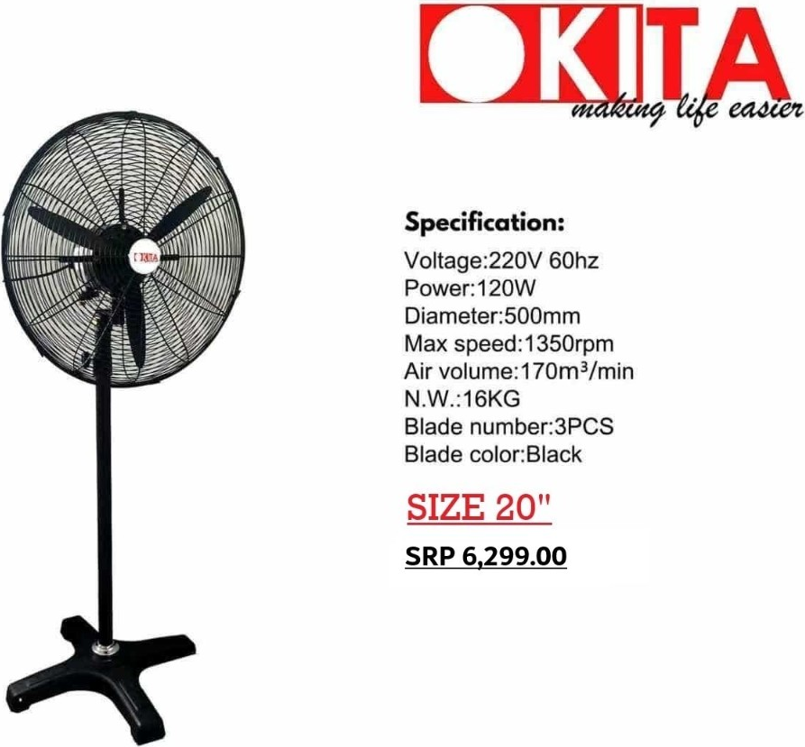 OKITA stand fan 20 inch product flyer